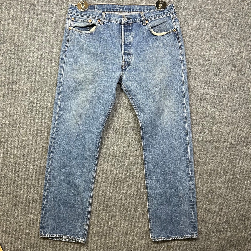 Vintage Levi's 501 Straight Jeans Men's Blue Pockets Classic Button Fly - 36X32